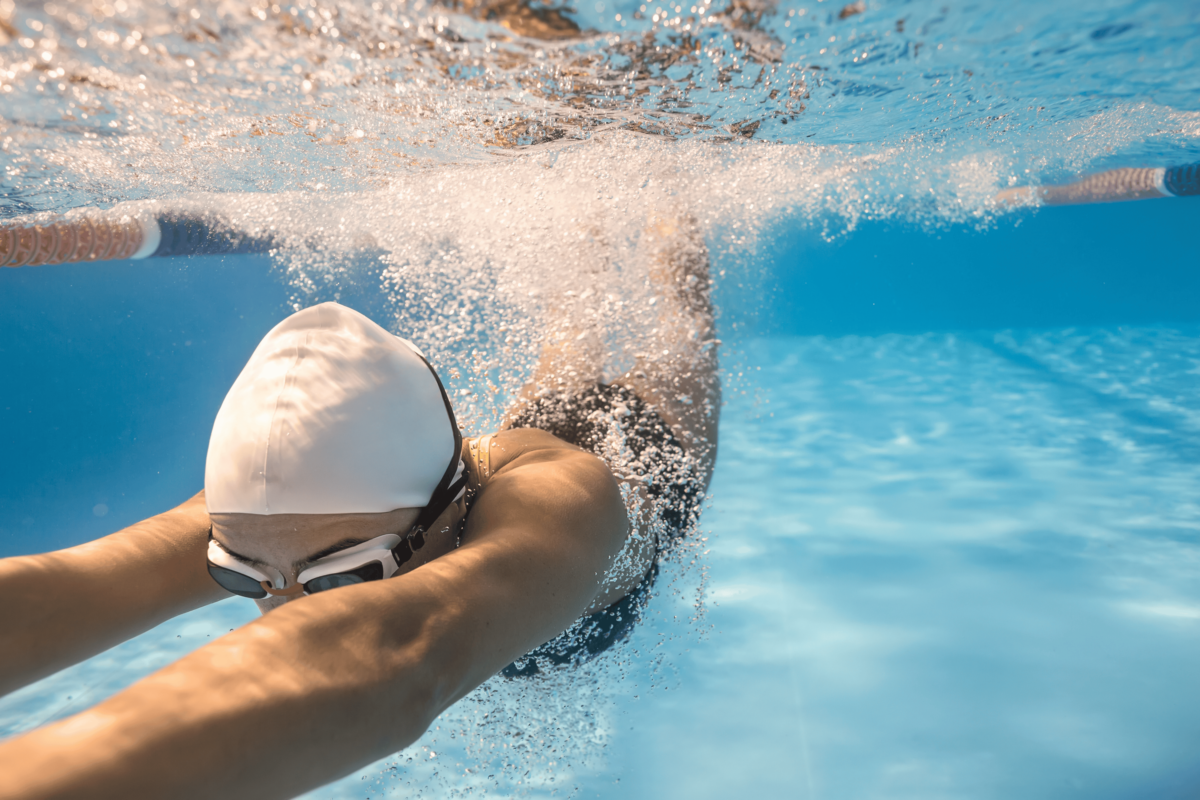 a production of swimwear factories being used in the pool